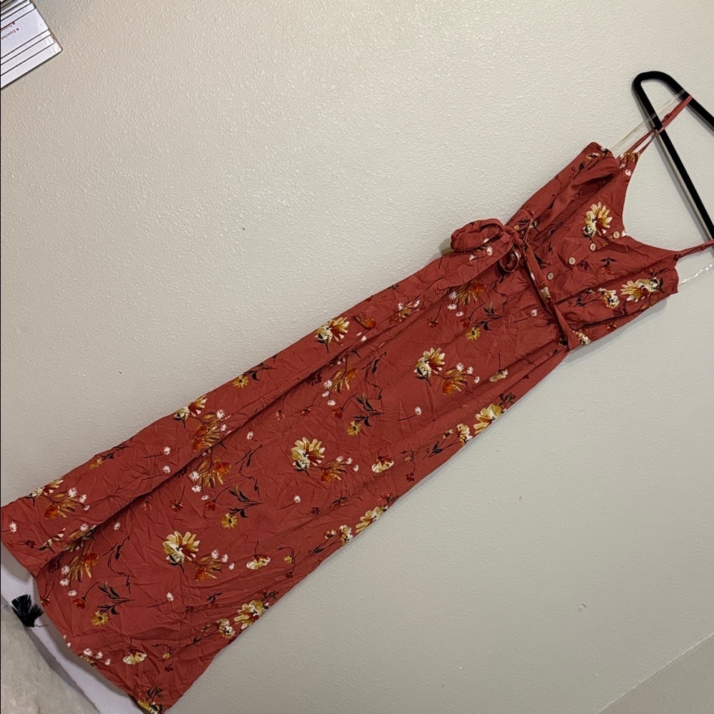 Floral Sleeveless Maxi Dress - Red